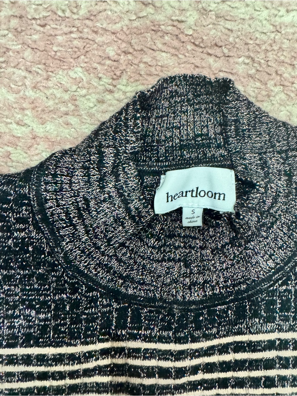 Heartloom Black & Silver Striped Turtleneck Sweater